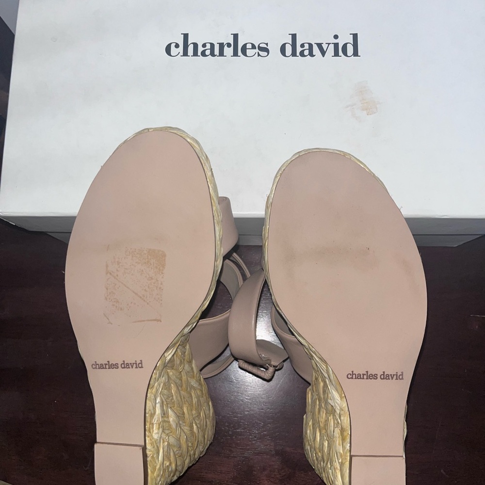 Charles David Beige Wedge Sandals - Picture 4 of 4